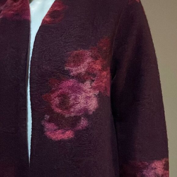 Calvin Klein Floral Print Wool Blend Coat Small - Picture 3 of 8